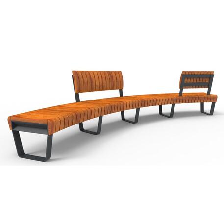 Lenktas arba tiesus metalinis suolas (suoliukas) su / be atlošo, pagamintas iš Iroko medienos 'Premium Collection / STF/26-04-17/MDL'