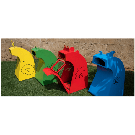 Metal trash bin for children’s playgrounds 'Dinosaur Bin G551'