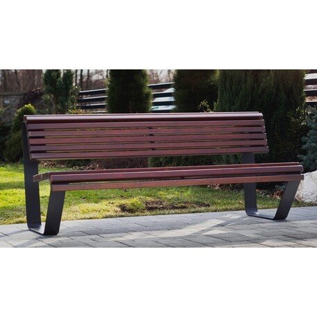 Metalinis suolas su atlošu ir medine sėdimąja dalimi 'MBG/03-Rosa / 180cm'