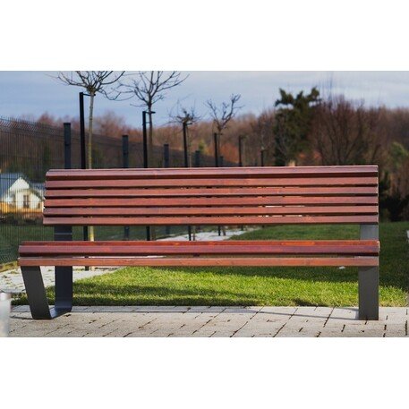 Metalinis suolas su atlošu ir medine sėdimąja dalimi 'MBG/03-Rosa / 180cm'