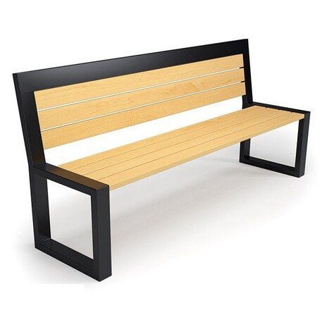 Металлическая скамейка со спинкой и деревянным сиденьем 'MBG/23-Abalia / 196cm'