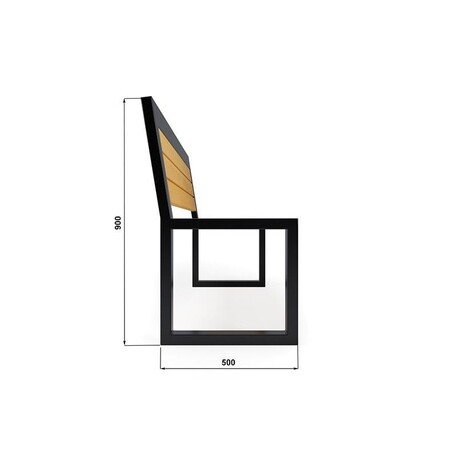 Металлическая скамейка со спинкой и деревянным сиденьем 'MBG/23-Abalia / 196cm'