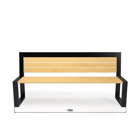 Металлическая скамейка со спинкой и деревянным сиденьем 'MBG/23-Abalia / 196cm'