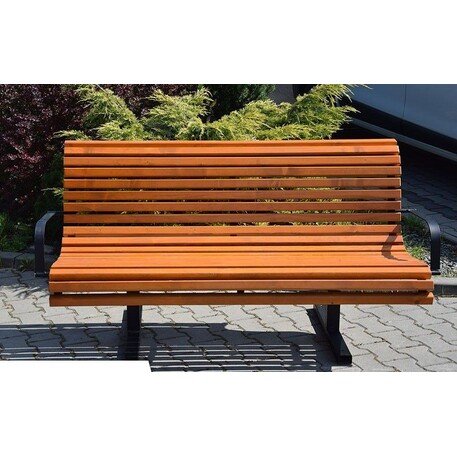 Metalinis suolas su atlošu ir medine sėdimąja dalimi 'MBG/33-Karmen II / 180cm'