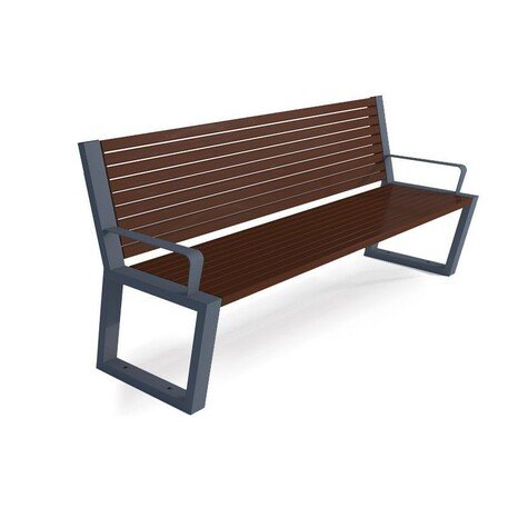 Металлическая скамейка со спинкой и деревянным сиденьем 'MBG/42-Semi III / 190cm'
