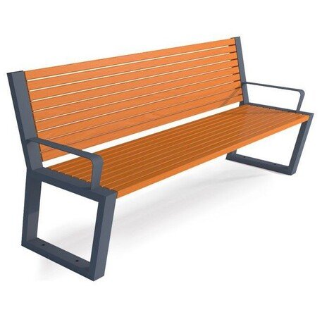 Металлическая скамейка со спинкой и деревянным сиденьем 'MBG/42-Semi III / 190cm'
