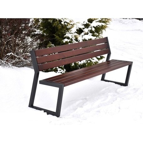 Металлическая скамейка со спинкой и деревянным сиденьем 'MBG/52-Jutrzenka / 190cm'