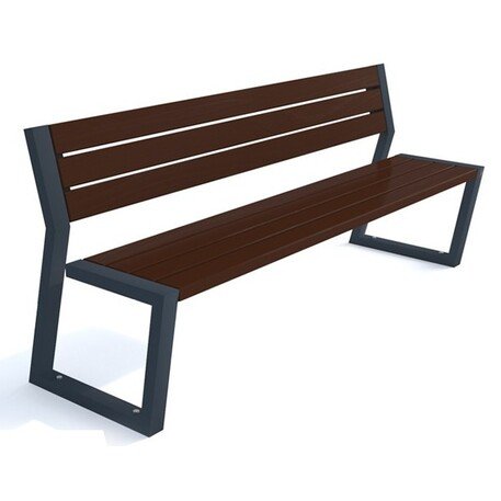 Металлическая скамейка со спинкой и деревянным сиденьем 'MBG/52-Jutrzenka / 190cm'