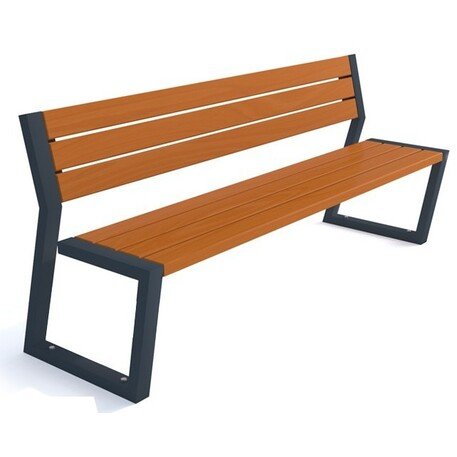 Металлическая скамейка со спинкой и деревянным сиденьем 'MBG/52-Jutrzenka / 190cm'