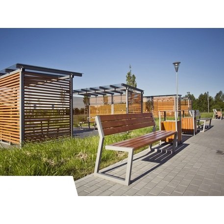 Металлическая скамейка со спинкой и деревянным сиденьем 'MBG/52-Jutrzenka / 190cm'