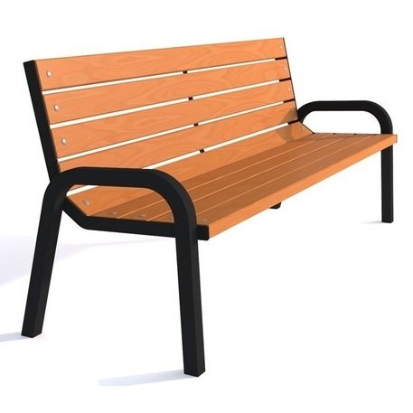 Металлическая скамейка со спинкой и деревянным сиденьем 'MBG/62-Promyk III / 190cm'