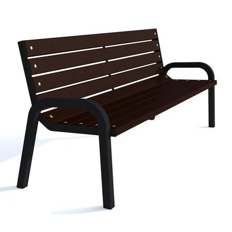 Металлическая скамейка со спинкой и деревянным сиденьем 'MBG/62-Promyk III / 190cm'