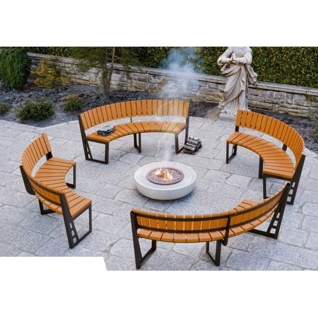 Металлическая скамейка со спинкой и деревянным сиденьем 'MBG/72-Amant I / 2x212cm'