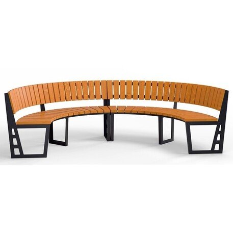 Металлическая скамейка со спинкой и деревянным сиденьем 'MBG/72-Amant I / 2x212cm'