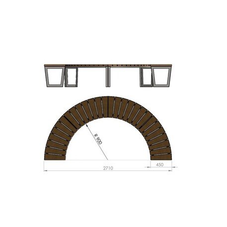 Металлическая скамейка со спинкой и деревянным сиденьем 'MBG/72-Amant I / 2x212cm'
