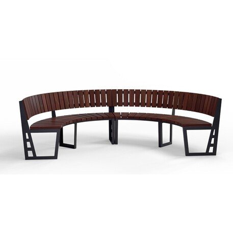 Металлическая скамейка со спинкой и деревянным сиденьем 'MBG/72-Amant I / 2x212cm'