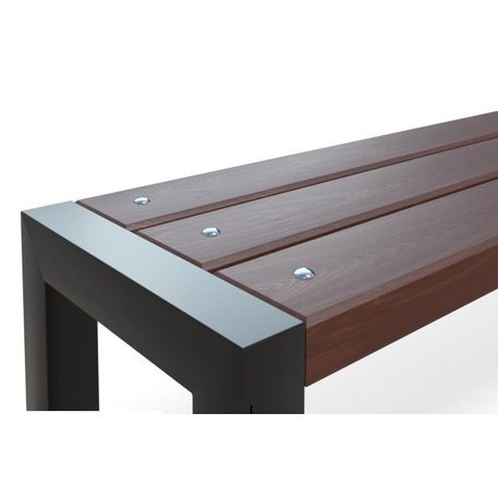 Металлическая скамейка без спинки с деревянным сиденьем 'MBG/92-Stokrotka III / 190cm'