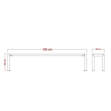 Металлическая скамейка без спинки с деревянным сиденьем 'MBG/92-Stokrotka III / 190cm'