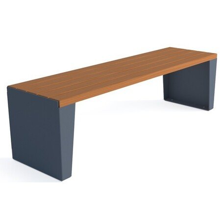 Металлическая скамейка без спинки с деревянным сиденьем 'MBG/102-Harmonia / 182cm'