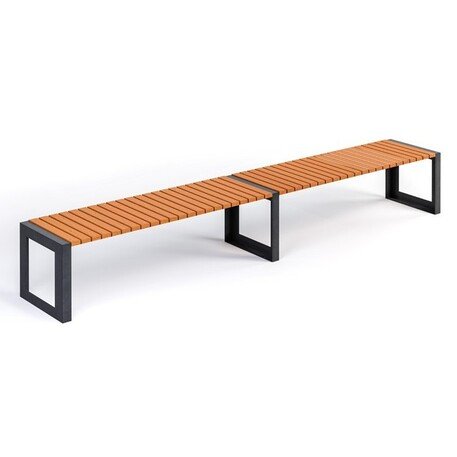 Металлическая скамейка без спинки с деревянным сиденьем 'MBG/112-Opalek I / 318cm'