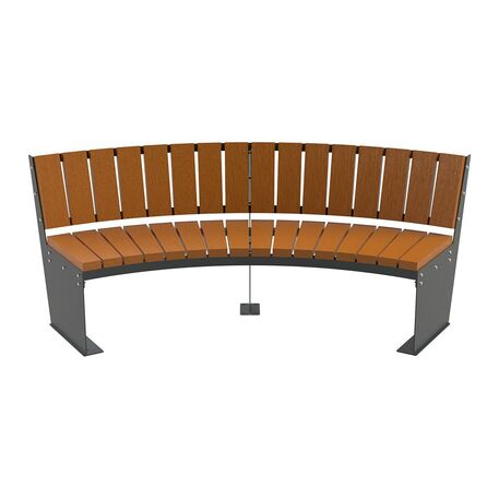 Metal bench with backrest made of Iroko wood 'Urbano 1388/MDL'