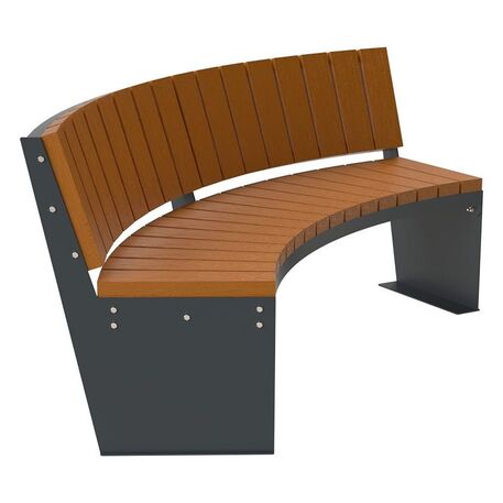 Metal bench with backrest made of Iroko wood 'Urbano 1388/MDL'