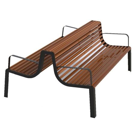 Metal bench with backrest made of Iroko wood 'Urbano 1370/MDL'
