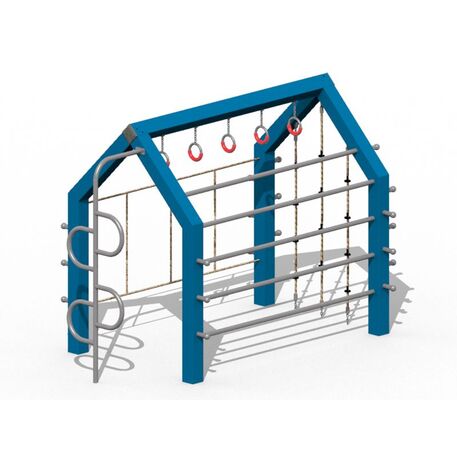 Moduliniai vaikų žaidimų aikštelių kompleksai 3–12 metų vaikams – kolekcija 'Frame / Ninja' MBG-Climbing house Berlin 02609