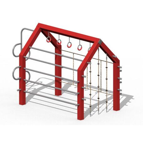 Moduliniai vaikų žaidimų aikštelių kompleksai 3–12 metų vaikams – kolekcija 'Frame / Ninja' MBG-Climbing house Berlin 02609