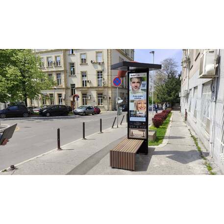 Išmanus suoliukas su saulės baterija, USB įkrovimu ir Smart City funkcijomis 'Smart Bench 2 Hybrid'