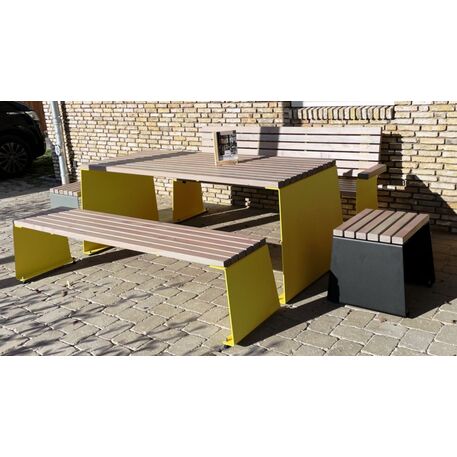 Metall-Picknicktisch mit Bänken und Holzsitzflächen 'Picnic_12'