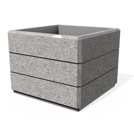 Kvadratinis betoninis vazonas – gėlinė, padengta smulkia granito skaldele 'Premium / 85x85xH/65cm_BS-74'