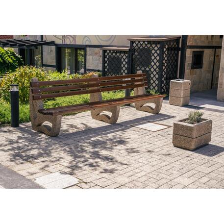 Kvadratinis betoninis vazonas – gėlinė, padengta smulkia granito skaldele 'Premium / 58x38xH/40cm_BS-175'