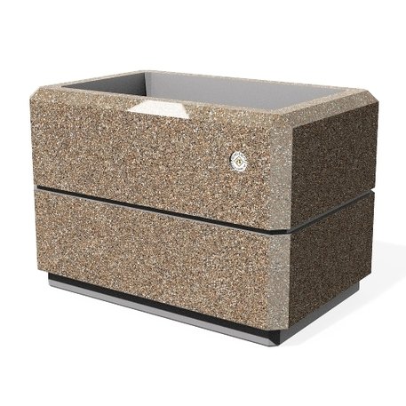 Kvadratinis betoninis vazonas – gėlinė, padengta smulkia granito skaldele 'Premium / 58x38xH/40cm_BS-175'