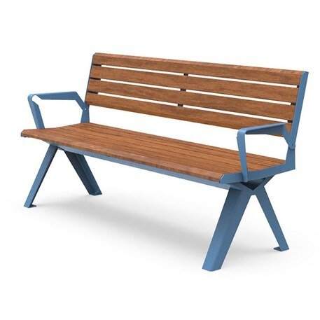 Metalinis suolas (suoliukas) su atlošu, pagamintas iš Iroko medienos 'Traffic / 001240'