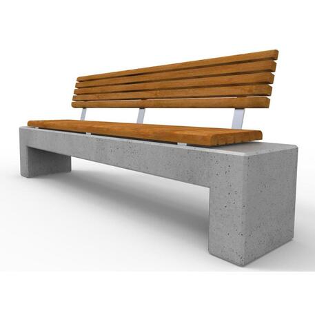 Betoninis suolas su atlošu ir Iroko medienos sėdima dalimi 'Premium Collection / STF/20-04-03/MDL'