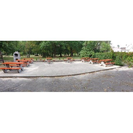 Betoninis pikniko stalas su suolais ir medinėmis sėdimomis dalimis 'BDS/SG049/MDL'