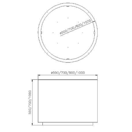 Apvalus metalinis lauko vazonas (gėlinė) 'Piramide / Ø80/85/90xH/50/70/90/100cm'