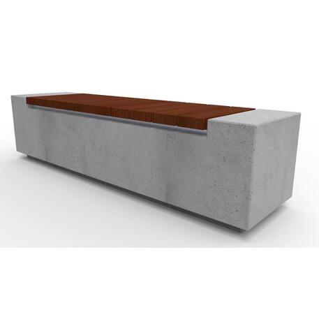 Concrete bench without backrest and with Iroko wood seating 'Premium Collection / STF/13-02-35/MDL'
