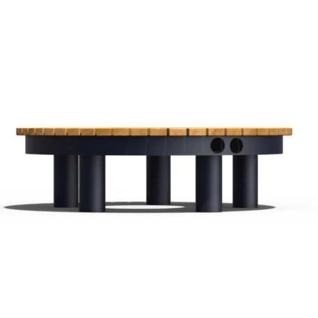 Metal bench without backrest made of Iroko wood 'Premium Collection / 230V/USB_STF/23-02-03/MDL'