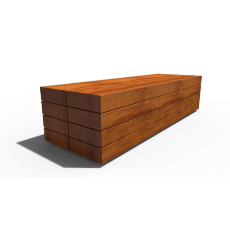 Metallbank ohne Rückenlehne, aus Iroko-Holz gefertigt 'Premium Collection / STF/22-02-11/MDL'
