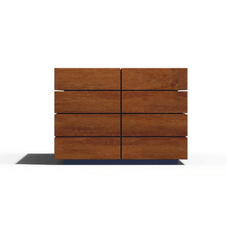 Metallbank ohne Rückenlehne, aus Iroko-Holz gefertigt 'Premium Collection / STF/22-02-11/MDL'