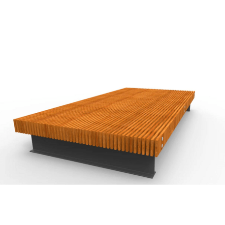 Metalinis suolas (suoliukas) be atlošo, pagamintas iš Iroko medienos 'Premium Collection / STF/20-02-32/MDL'
