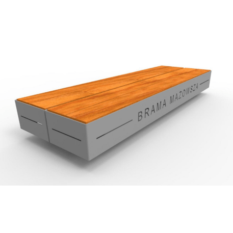 Metalinis suolas (suoliukas) be atlošo, pagamintas iš Iroko medienos 'Premium Collection / STF/19-02-19/MDL'