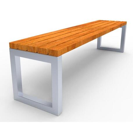 Metalinis suolas (suoliukas) be atlošo, pagamintas iš Iroko medienos 'Premium Collection / STF/07-02-13/MDL'