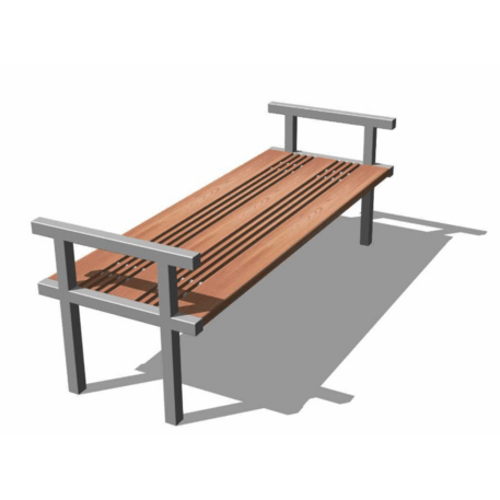 Metalinis suolas (suoliukas) be atlošo, pagamintas iš Iroko medienos 'Premium Collection / STF/04-04-10/MDL'