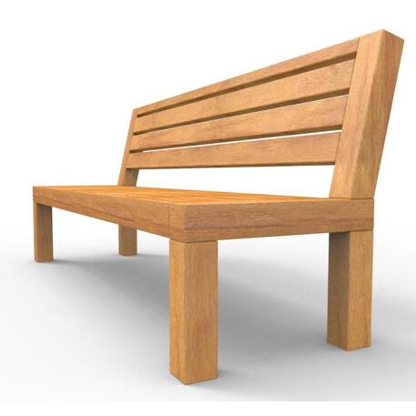 Klasikinio stiliaus medinis suoliukas su atlošu, iš Iroko medienos 'Premium Collection / STF/13-04-08_01/MDL'