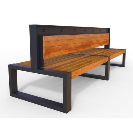 Dvipusis metalinis suolas su atlošu, pagamintas iš Iroko medienos 'Premium Collection / STF/13-04-63/MDL'