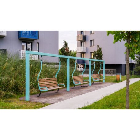 Metalinės lauko supynės su iroko medienos suolu 'Premium Collection / STF/22-31-05_02/MDL'