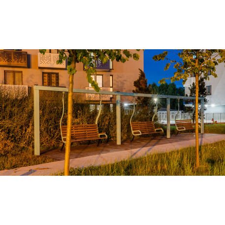 Metalinės lauko supynės su iroko medienos suolu 'Premium Collection / STF/22-31-05_02/MDL'